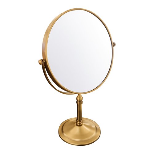 Gecious Antique Brass Makeup Mirror 1X/10X Free Standing 8 Inches 360 Swivel Dual-Sided Tabletop Makeup Mirror, Metal