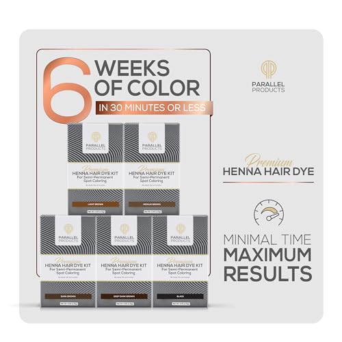 Parallel Products Spot Color Henna Kit - Henna Hair Dye - 5 Grams - Tint for Professional Spot Coloring - with Nourishing Oil, Mixing Dish and Application Brush - Root Touch Up (Dark Brown)