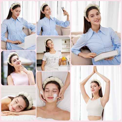Headbands for Women - Spa Headband and Wristband Set - Headband for Washing Face,Facial Mask,Makeup and Skin Care,Gifts for Women and Teen Girl Gifts Trendy Stuff