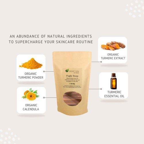 Aspen Kay Naturals - 1 Pound Bag of Fugly Soap, a Mixture of Dented & Imperfect Soap Bars, Soap Ends & Chunks. Natural & Organic Ingredients. (Turmeric)
