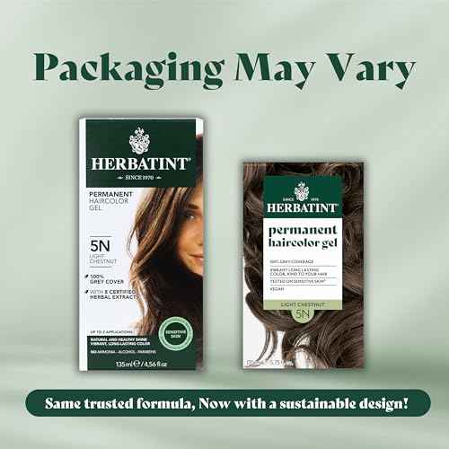 Herbatint Permanent Haircolor Gel, 5N Light Chestnut, Alcohol Free, Vegan, 100% Grey Coverage - 4.56 oz (3 Pack)