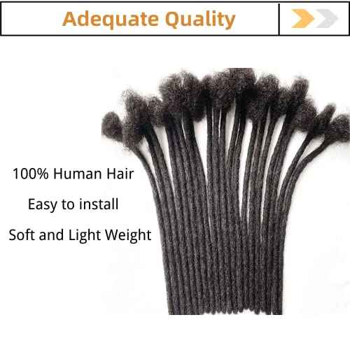 Loc Extension Human Hair 10inch 0.6cm Width 100% Permanent huamn hair Dreadlocks Extension Dyeable Rinse Handmade loc Extension for Men Women (40Strands Natual Black)