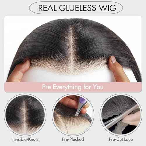 Wear and Go Glueless Bob Wig Human Hair Pre Plucked Pre Cut 4x4 HD Transparent Lace Front Wigs for Black Women Straight Short Bob Wigs Human Hair 180 Dentisty Natrual Color 12 Inch