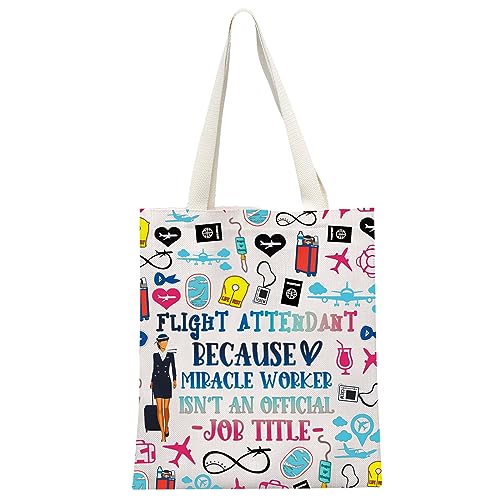 MEIKIUP Flight Attendant Gifts Air Stewardess Cosmetic Bag Stewardess Aviation Makeup Pouch Flight School Gift (Job Title Tote Bag)