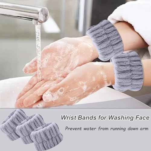 20 Pcs Wrist Bands for Washing Face, Absorbent Face Washing Wristbands, Spa Wrist Towels Beauty Towel Bands Arm Bands for Washing Face for Prevent Water from Running Down Arms