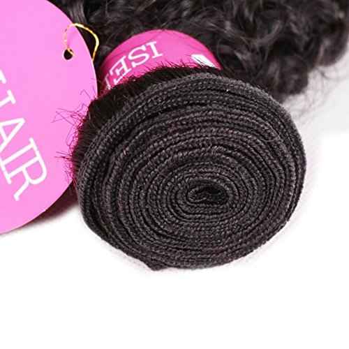 ISEE Hair Virgin Malaysian Deep Curly Jerry Curly Human Hair 3 Bundles,100% Unprocessed Human Hair Extensions Natural Black Can Be Dyed 14 16 18inches