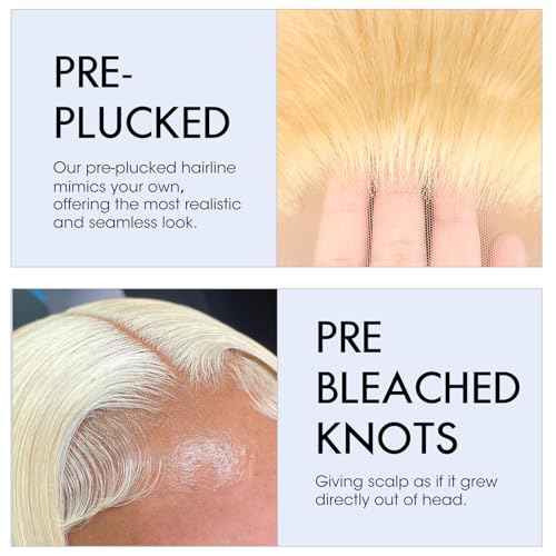ELISHEVA 613 Lace Front Wig Human Hair Deep Wave 28 Inch Blonde Wig Human Hair 16A 13x4 HD 613 Blonde Lace Front Wigs Deep Wave 180% Density Curly Blonde Frontal Wig 613 Wig Pre Plucked
