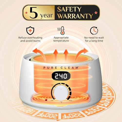 PURECLEAN Waxing Kit for Women Men, Digital Hard Wax Kit for Hair Removal with 44 Wax Items for Home Waxing, Wax Warmer Kit for Full Body Face Eyebrow Bikini Brazilian Waxing