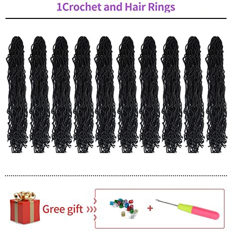 10Packs Nu Locs Crochet Hair Braids Long Soft Locs 14inch Crochet Hair Pre-looped Goddess locs Curly wave Synthetic Hair for Black Women (14, 1b)