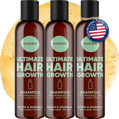 Moerie Ultimate Hair Growth Shampoo ? For Longer, Thicker, Fuller Hair - Vegan Friendly Volumizing Hair Products ? Paraben & Silicone Free ? All Hair Types ? Reverse Hair Loss ? 8.45 fl oz, Triple Set