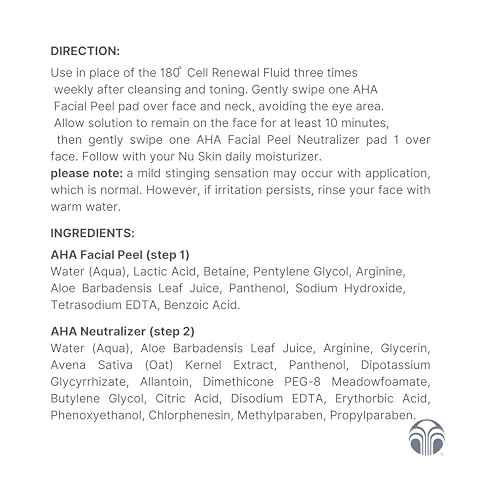 Nu Skin 180 Facial Peel & Neutralizer - Lactic Acid and Avena Sativa Extract Face Peel | Accelerate Skin Cell Turnover, Reduce Wrinkles | Skin Care Facial Peel, Soothing Skin Neutralizer
