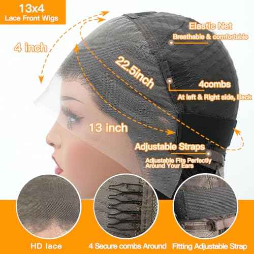 Bob Wig Human Hair 12 Inch 13x4 Lace Front Wigs Human Hair Pre Plucked 200% Density Short Body Wave Bob Wig Natural Color Glueless Bob Wigs for Black Women 12 Inch