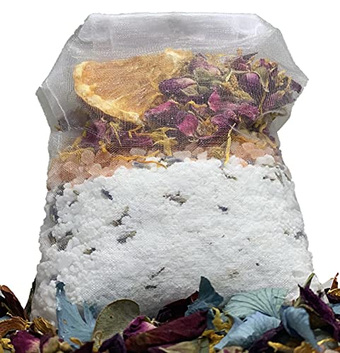 Tub Tea Natural & Organic Floral with Bath Salts- Handmade Herbal Soak for Relaxation & Muscle Relief! Self Soothing Bath Experience! These Tub Tea Herbal Bath Bags Make Great Gifts! (Pack of 2)