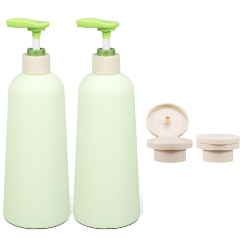 UMETASS 16.9oz Travel Shampoo Bottle with Flip Cap, Refillable Plastic Pump Bottles Dispenser for Soap, Shampoo, Lotions, Liquid Body Wash, Creams and Massage Oil (2Pack, 16.9oz/500ml)