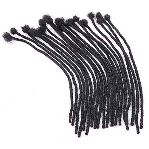 100% Human Hair Dreadlock Extensions for Men/Women, 0.6cm Thickness 16 Inch 30 Strands Full Handmade Can be Dyed and Bleached Permanent Loc Extensions Human Hair Natural Black