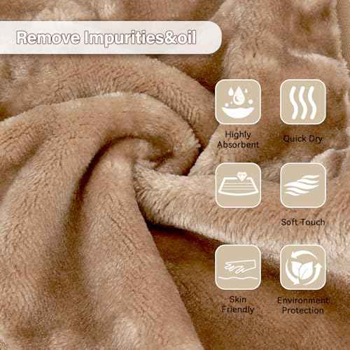 Nugilla Makeup Remover Cloths, 8 Packs Makeup Remover Towels Reusable Face Wash Cloth, Soft Microfiber Face Cloth for Women(Light Brown)