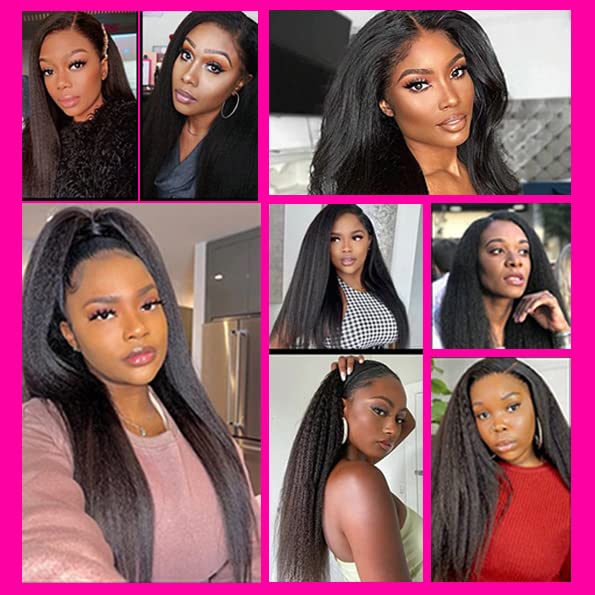 Selina Lace Closure Kinky Straight 4x4 Lace Closure Hd Lace Closure Kinky Straight Human Hair Free Part Lace Closure Hair Natural Color Black(14inch Kinky Straight, 4x4)