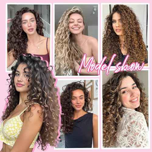 Curly Clip In Hair Extensions, 4PCS 20 Inch Natural Black Extensions Clip Ins Lace Weft Curly Invisible Natural Hairpieces for Women
