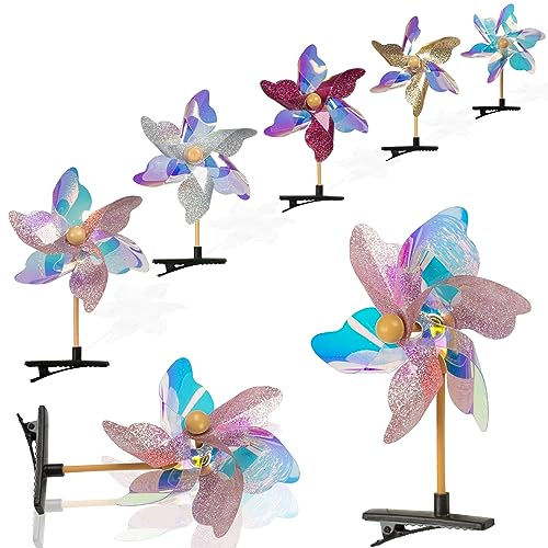 20PCS Colorful Windmill Hair Snap Clip Kids Barrettes Party Sequin Pinwheel Alligator Hairpin for Toddlers Girls Hair Decorative Accessories