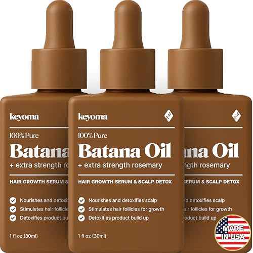 Keyoma Batana Oil for Hair Growth with Rosemary: Nourish & Detox Scalp for Thicker, Stronger, Longer Hair - 100% Organic Batana Oil from Honduras - Reduce Hair Loss (90 mL)