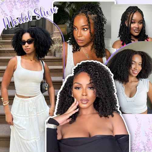 Afro Kinkys Bulk Human Hair For Braiding Afro Kinky-Curly Human Hair Bulk For Microloc Loc Extension Repair locs Dreadlocks Extensions Mini Twists Human Braiding Hair 22inch(1B,35g/pack)