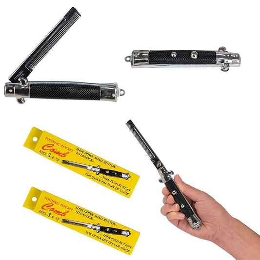 Chochkees 9" Inches Folding Pocket Comb, Stainless Steel (8-Pack)