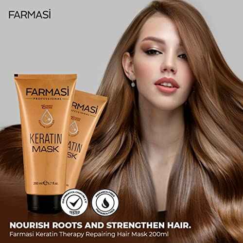 FARMASi Keratin Hair Shampoo and Mask, Smoothing, Silky Repairing Shampoo and Conditioner Hair Mask for Dry Hair 360 ml / 12.2 fl.oz
