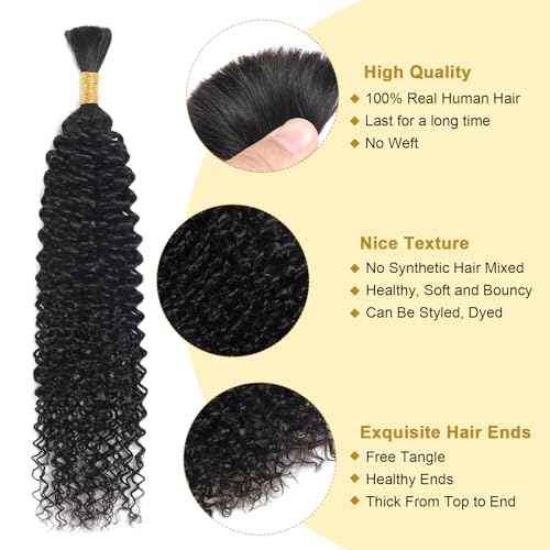 Human Braiding Hair For Boho Braids Human Curly Braiding Hair Bulk Human Hair For Braiding No Weft Human Hair Bundles For Braiding 100% Human Hair 1 Pack-2 Bundles 100g