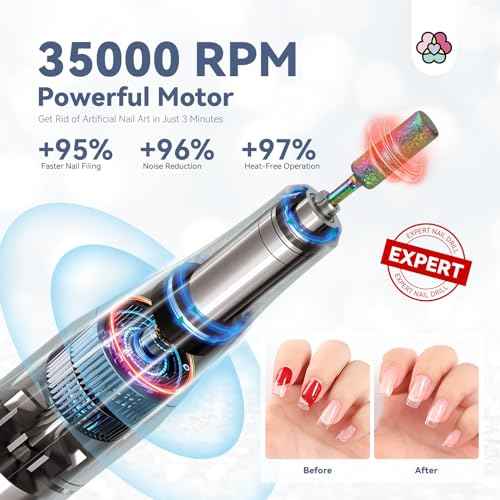 SAVILAND Professionl Nail Drill Kit: 35000RPM Rhinestones Nail Drill for Nails Electric Nail File Professional Portable Efile with Drill Bits Nails Filer Buffer Salon Home Manicure Pedicure
