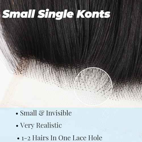 5x5 SKINLIKE 100% Real HD Lace Closure Straight Human Hair Closure 0.095mm Ultra-thin Invisible Swiss HD Lace Closure Pre Plucked Small Single Knots Brazilian Virgin Human Hair Closure 16inch