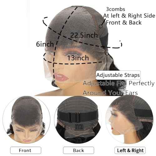 Body Wave Lace Front Wigs Human Hair 13x6 HD Lace Front Wig Human Hair Pre Plucked Body Wave Glueless Wigs Human Hair for Women (13x6 body wave, 20 INCH)