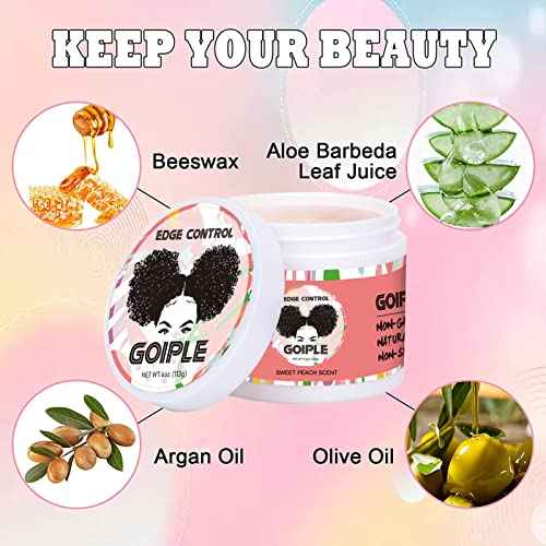 Edge Control Wax for Women Strong Hold Non-greasy Edge Control Smoother Edge Wax, Edge Wax Styling Gel Edge Control for Black Hair No Flaking, White Residue, Shine and Smooth (edge control-6pcs)