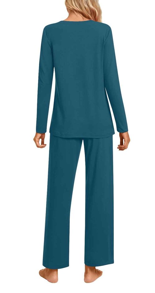 syoss Womens Pajamas Set 2 Piece Fall Long Sleeve Lounge Sleepwear Ladies Pjs Sets with Pockets M, Grayish blue