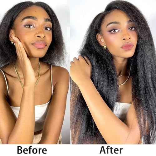 Kinkystraight Human Hair Bundles 3 Bundles 12A 100% Unprocessed Brazilian Virgin Hair Kinky Curly Bundles Human Hair Extensions for Women Quick Weave Yaki Straight Bundles (20 22 24 inch)