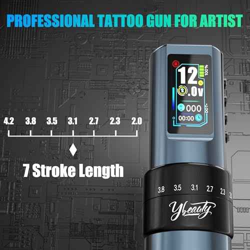 Tattoo Gun Kit for Professionals, Wireless Tattoo Pen Machine Set with 7 Strokes Length, 2Pcs 1,600 mAh Batteries, 20Pcs Cartridge Needles for Artists Tattoos Supply (black-kit)