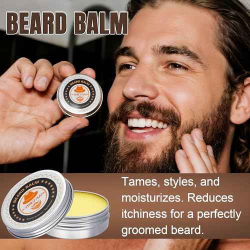 XIKEZAN Mens Gifts, Beard Grooming Kit with Sweet Orange Beard Wash,Oil, Conditioner,Balm,Brush,Comb,Cool Mens Christmas Secret Santa Gifts for Dad Husband Grandpa Boyfriend Him Stocking Stuffers