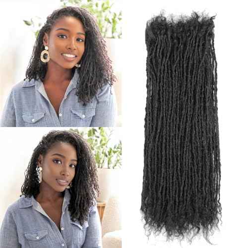 8-12 Inch Sister locs Human Hair Handmade Interlock Locs Curly Tips Sister Locs Real Human Hair Microlocs Extensions Permanent Dreadlock Extensions Natural Soft Looking (0.2cm,12 Inch-40 Strands)