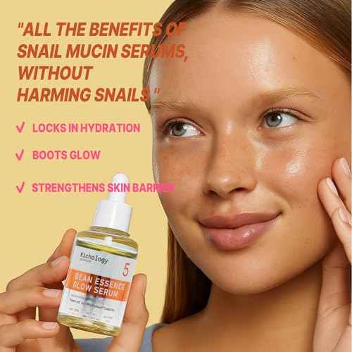 Snail Free Mucin Serum,Bean Essence 50,000ppm Korean skin care,Facial Glow Moisturizer for Glass skin? Hydrating Boost,Unscented Soothing Moisturizer? Strengthens Skin Barrier ? 1.01 fl.oz