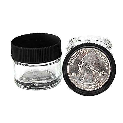 (250 Pack) 5ml Glass Concentrate Screw Top Jars | Essential Oil, Concentrate, Lip Balm or Makeup Containers | Black Lids