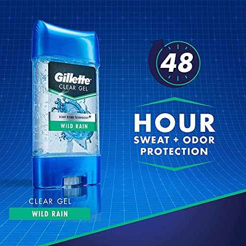Gillette Clear Gel Antiperspirant & Deodorant, Wild Rain, (total of 6 Twin Pack) (4346073268),2 Count(Pack of 6)