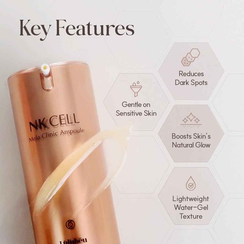 Lulubeu Mela Clinic Ampoule with NK Cell Technology, Skin Tone Care Serum with Tranexamic Acid, Glutathione & Bisabolol, 0.5 fl oz