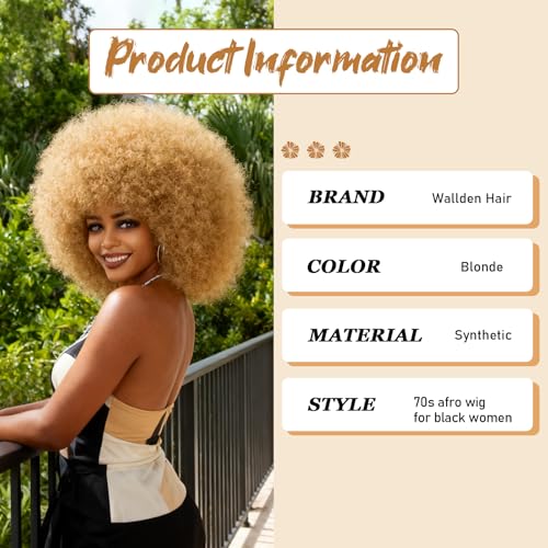 70s Afro Wig for Black Women Blonde Afro Kinky Curly Wig With Bangs Bouncy and Fluffy Heat Synthetic Short Afro Puff Wigs for Daily Party Costume Cosplay Halloween£¨Blonde,10inch£©