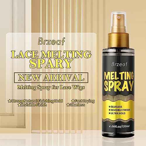 Brzeaf Lace Melting Spray and Holding Spray(120ml), Extreme Hold & Glueless, Melting Spray for Lace Wigs, Strong Natural Finishing Hold, Dries Quickly, Wig Melting Spray & Hair Adhesive for Wigs
