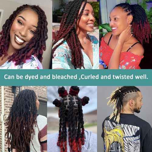 Viovian 0.6cm Human Hair Loc Extensions 10 Inch 60 Strands Ombre Dreads Extensions Human Hair Dreadlock Extensions for Men Human Dread Extensions Color 1b/Bug