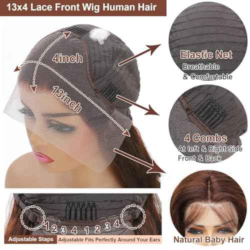 Chocolate Brown Human Hair Wig 13X4 Body Wave Lace Front Wigs Human Hair Pre Plucked 200 Density HD Frontal Wig Colored Brown Glueless Wigs 18 Inch