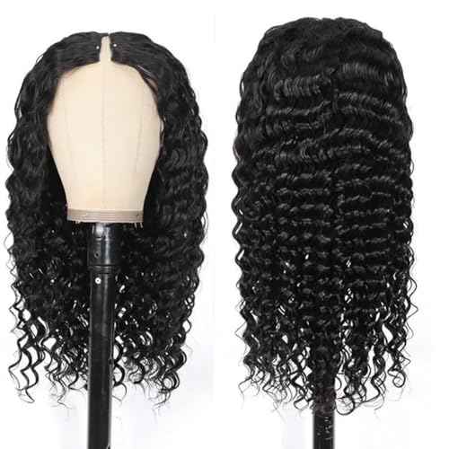 Curly V Part Wigs Deep Wave V Part Human Hair Wigs for Black Women Brazilian Virgin V Part Wigs Human Hair V Shape Wigs No Leave Out Deep Curly Upgrade U Part Wigs 150% Density Curly Wig 22 Inch