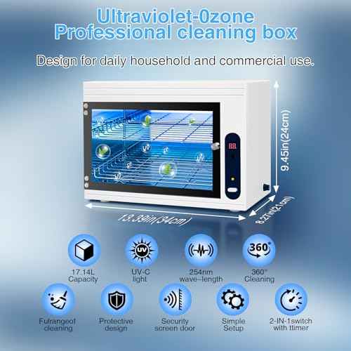 Nail Tool Cleaning Machine 17L Big Capacity UV Sanitizer Cabinet Salon Equipment for Spa Beauty Home Metal Tools