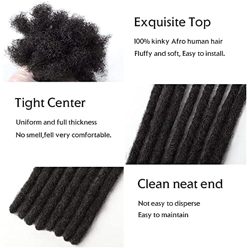 Orientfashion Human Hair Natural Color Handmade Crochet Afro Hair Soft Dreadlocks Extensions 0.6cm Thickness (10inch-0.6cm（Pack of 20Locs）)