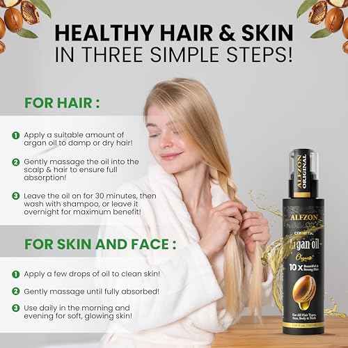 ?????????????? Moroccan Argan Oil 100% Pure USDA Organic Hair Treatment, Cold Pressed For Dry, Damaged, Curly & Frizzy Hair, Skin, Face, Body & Beard Natural Anti Aging for Women & Men, Large 3.38 oz