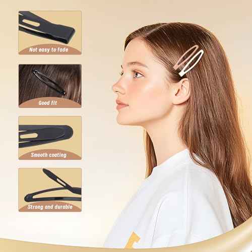obeoby 40 Pcs 5 Colors Metal Snap Hair Clips, 2.36 Inch Hair Barrettes Accessories for Women Girls